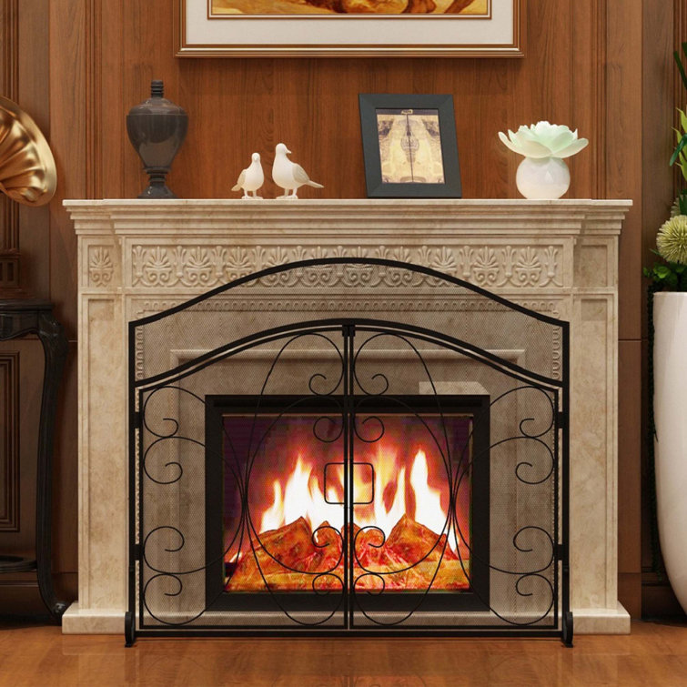 Fleur De Lis Living Fireplace Screen With Doors Large Flat Guard Fire